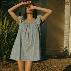 Doen Julie Dress Sky Bouton de Rose Small EUC